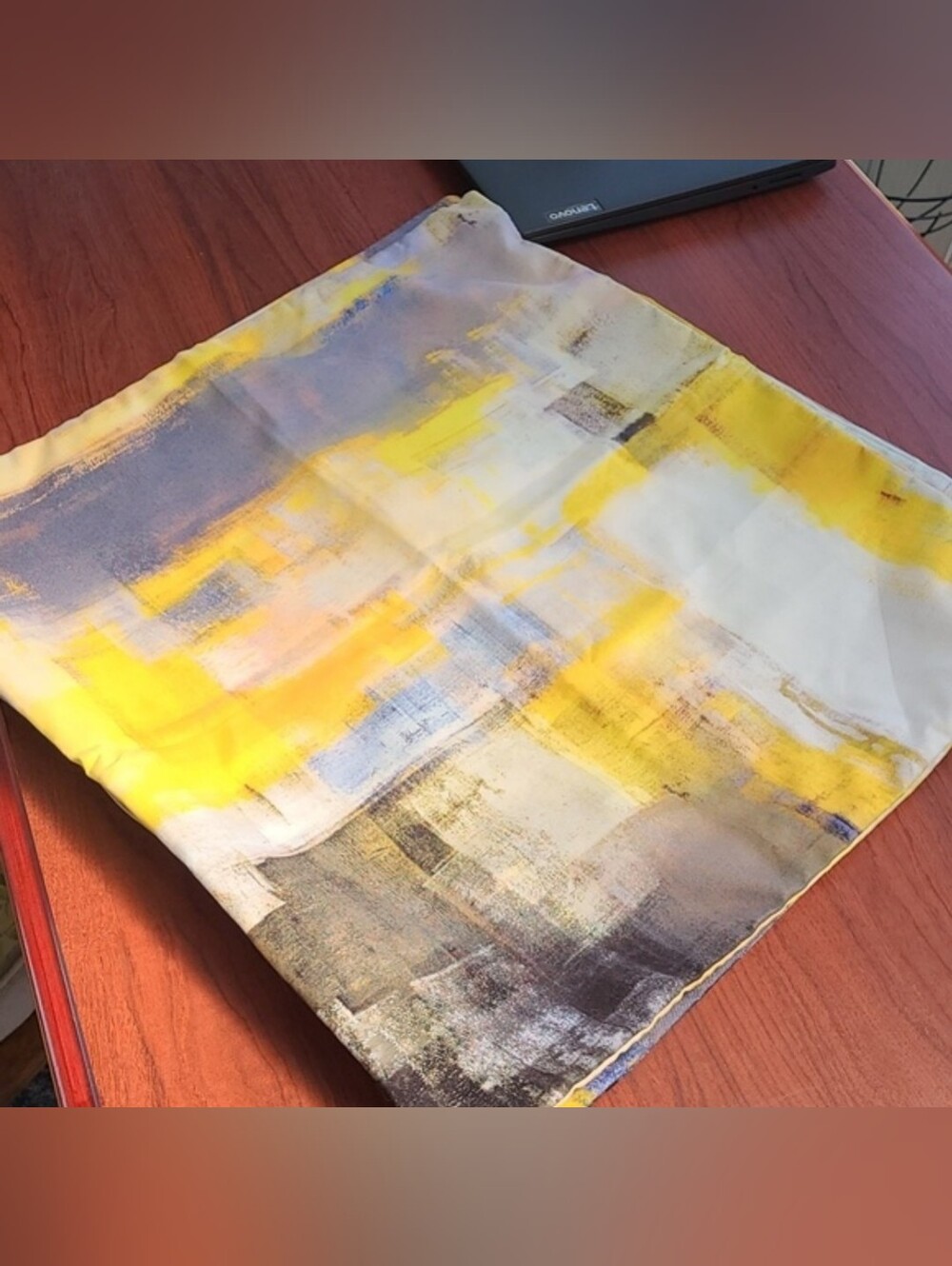 New! Set of 4 yellow and gray abstract accent throw pillow covers